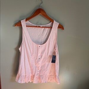 Lucky Brand Light Pink Button-Front Tank Top